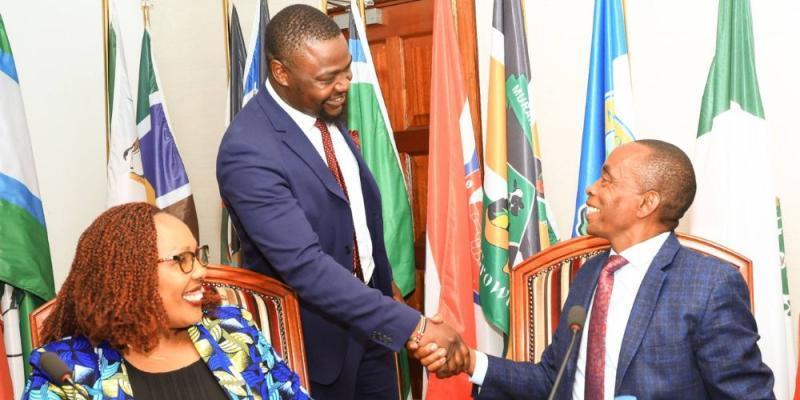 A file photo of Kiambu Governor Kimani Wamatangi and KMPDU Secretary General Davji Atellah.
